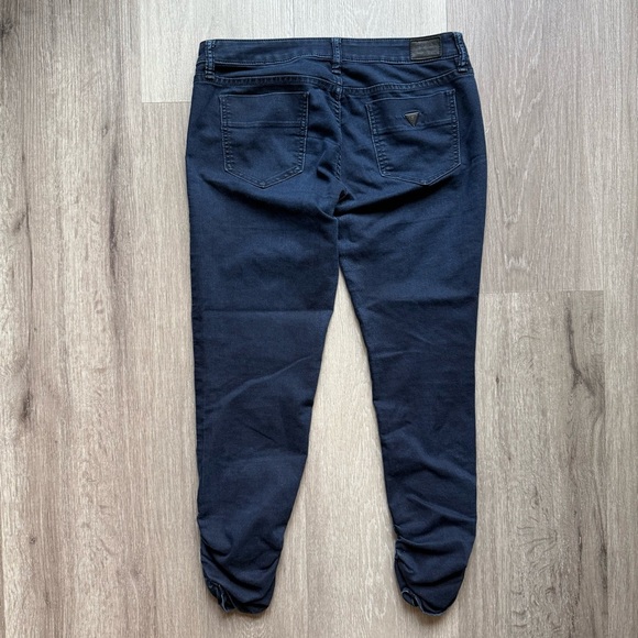 Guess Women's Navy Cropped Ruched Skinny Jeans Size 28 Retro Basic Streetwear - Picture 2 of 14